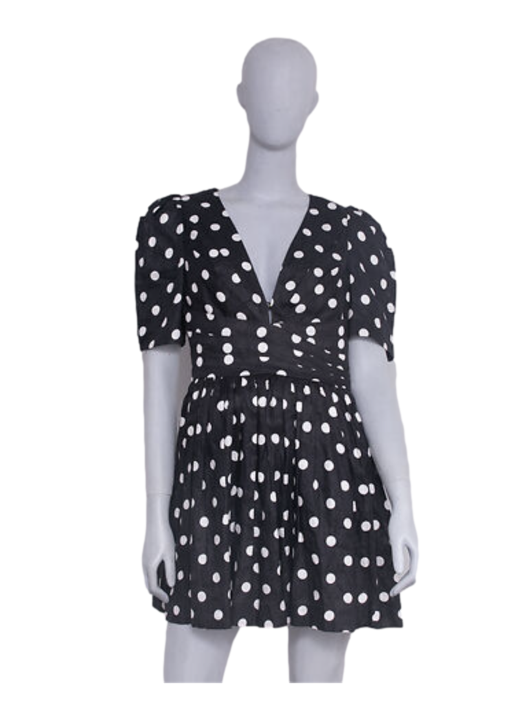 ZIMMERMANN MINI DRESS V NECK BLACK & WHITE