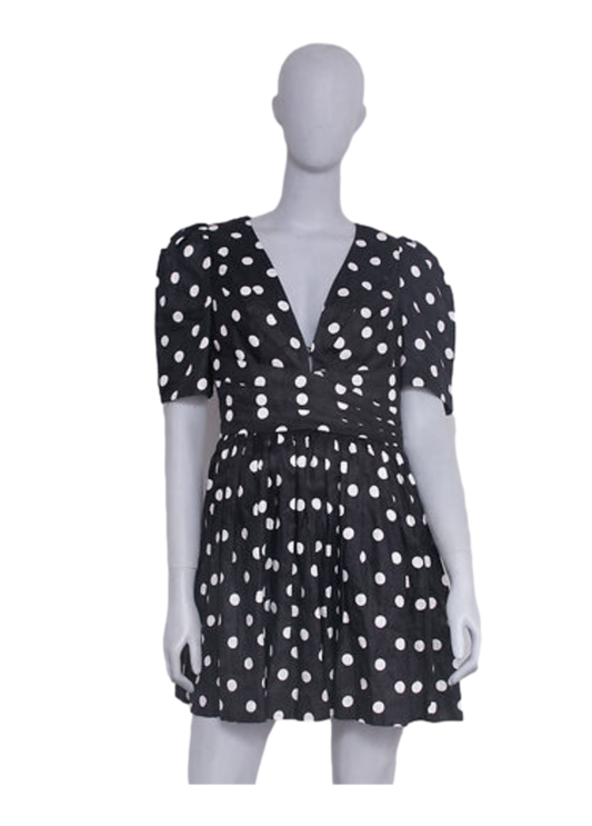ZIMMERMANN MINI DRESS V NECK BLACK & WHITE