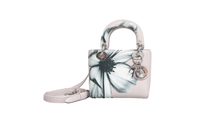 DIOR LADY DIOR MINI DEERSKIN FLORAL PRINTED PINK