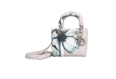 DIOR LADY DIOR MINI DEERSKIN FLORAL PRINTED PINK