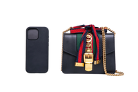 GUCCI SYLVIE SMALL WEB LEATHER BLACK