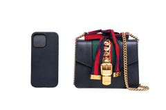 GUCCI SYLVIE SMALL WEB LEATHER BLACK