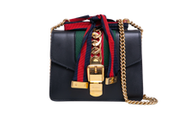GUCCI SYLVIE SMALL WEB LEATHER BLACK