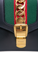 GUCCI SYLVIE SMALL WEB LEATHER BLACK