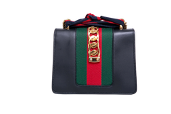 GUCCI SYLVIE SMALL WEB LEATHER BLACK