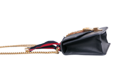 GUCCI SYLVIE SMALL WEB LEATHER BLACK