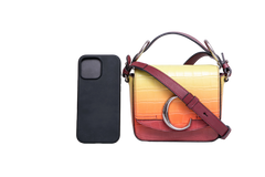 CHLOE C MINI SQUARE EMBOSSED YELLOW AND RED