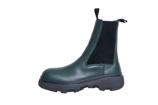 BURBERRY BOOTS ROUND-TOE LEATHER DARK GREEN - 38 BR