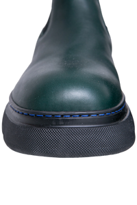 BURBERRY BOOTS ROUND-TOE LEATHER DARK GREEN - 38 BR