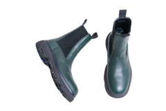 BURBERRY BOOTS ROUND-TOE LEATHER DARK GREEN - 38 BR