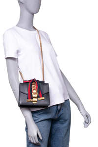 GUCCI SYLVIE SMALL WEB LEATHER BLACK