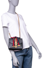 GUCCI SYLVIE SMALL WEB LEATHER BLACK