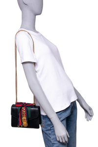 GUCCI SYLVIE SMALL WEB LEATHER BLACK