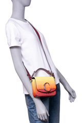 CHLOE C MINI SQUARE EMBOSSED YELLOW AND RED