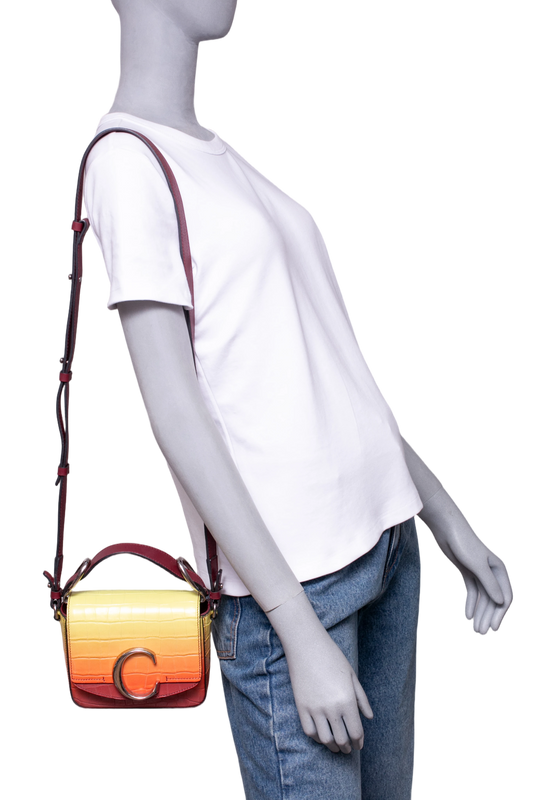 CHLOE C MINI SQUARE EMBOSSED YELLOW AND RED