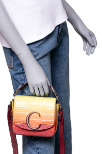 CHLOE C MINI SQUARE EMBOSSED YELLOW AND RED