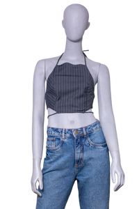 GANNI TWIN SET BLAZER + TOP GRAY PINSTRIPE