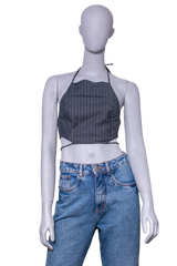 GANNI TWIN SET BLAZER + TOP GRAY PINSTRIPE