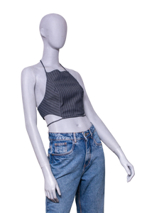 GANNI TWIN SET BLAZER + TOP GRAY PINSTRIPE