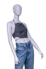 GANNI TWIN SET BLAZER + TOP GRAY PINSTRIPE