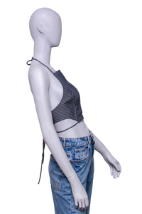 GANNI TWIN SET BLAZER + TOP GRAY PINSTRIPE