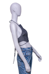 GANNI TWIN SET BLAZER + TOP GRAY PINSTRIPE