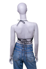 GANNI TWIN SET BLAZER + TOP GRAY PINSTRIPE