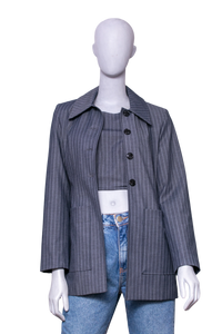 GANNI TWIN SET BLAZER + TOP GRAY PINSTRIPE