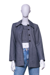 GANNI TWIN SET BLAZER + TOP GRAY PINSTRIPE