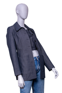 GANNI TWIN SET BLAZER + TOP GRAY PINSTRIPE
