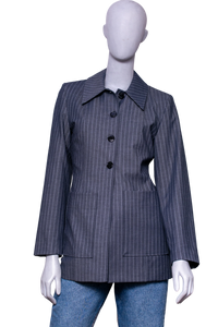 GANNI TWIN SET BLAZER + TOP GRAY PINSTRIPE