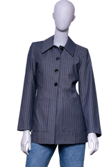 GANNI TWIN SET BLAZER + TOP GRAY PINSTRIPE