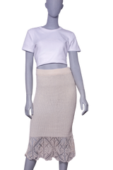 GANNI SAIA MIDI THIN COTTON LACE OFF WHITE