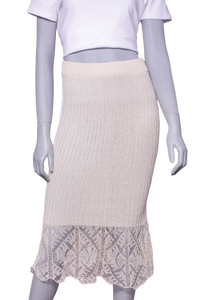 GANNI SAIA MIDI THIN COTTON LACE OFF WHITE