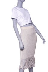 GANNI SAIA MIDI THIN COTTON LACE OFF WHITE