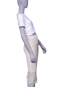 GANNI SAIA MIDI THIN COTTON LACE OFF WHITE