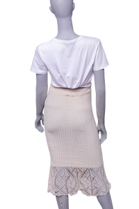 GANNI SAIA MIDI THIN COTTON LACE OFF WHITE