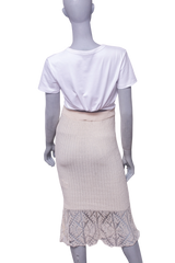 GANNI SAIA MIDI THIN COTTON LACE OFF WHITE