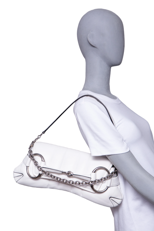 DESAPEGO JULIA FARIA GUCCI HORSEBIT CHAIN MEDIUM SHOULDER WHITE