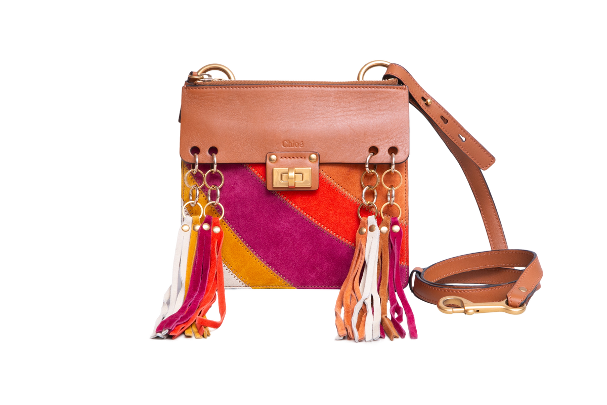 CHLOÉ JANE SMALL TASSEL TRIM BROWN/MULTICOLOR