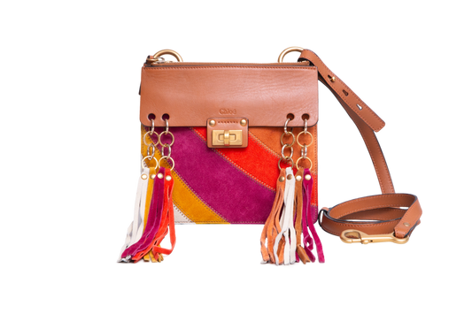 CHLOÉ JANE SMALL TASSEL TRIM BROWN/MULTICOLOR