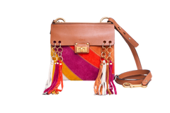 CHLOÉ JANE SMALL TASSEL TRIM BROWN/MULTICOLOR