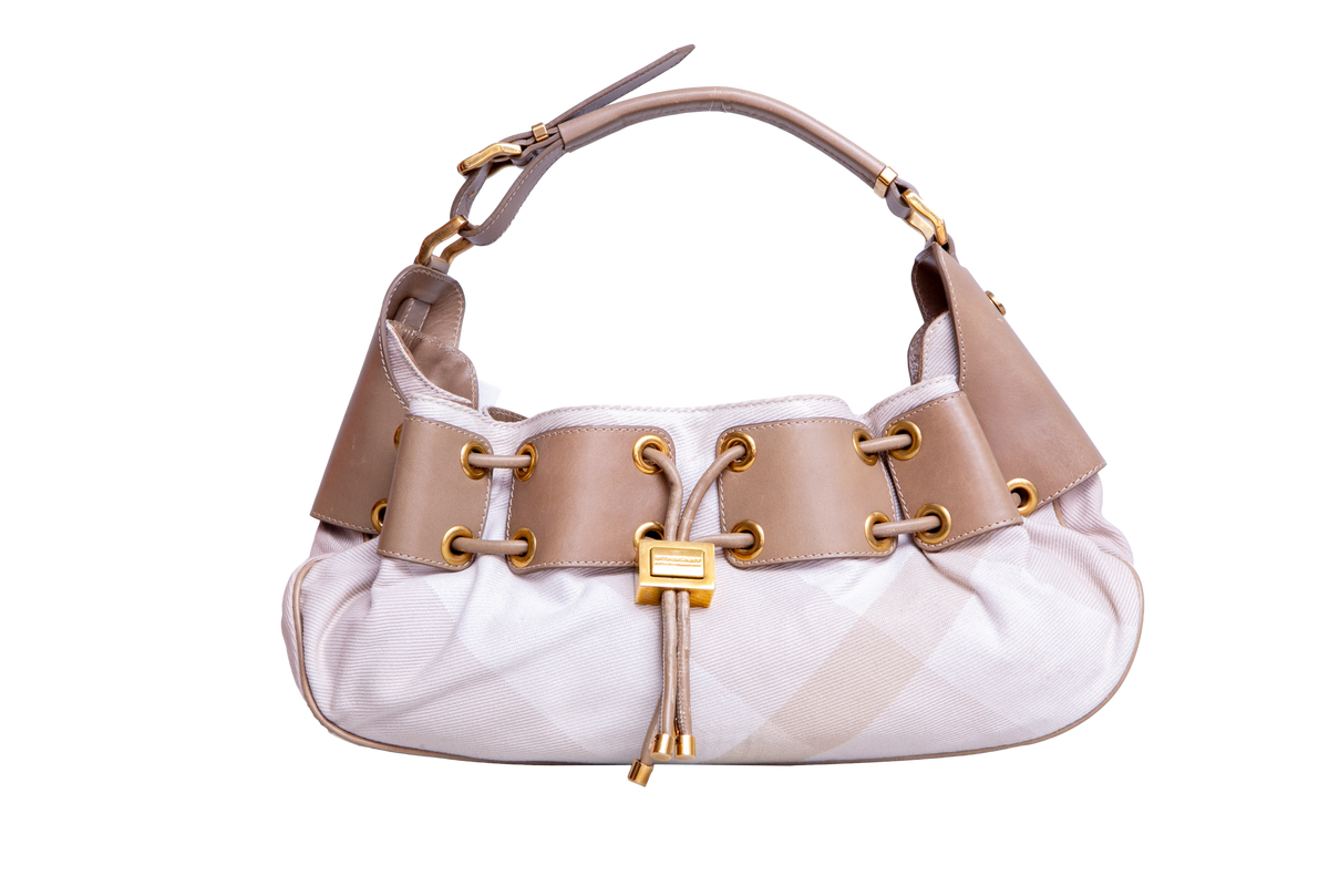 BURBERRY MASON WARRIOR HOBO CANVAS PRORSUM BEIGE