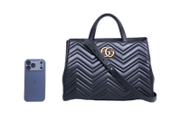 GUCCI GG MARMONT TOTE BAG MATELASSE BLACK