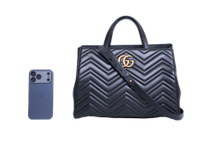 GUCCI GG MARMONT TOTE BAG MATELASSE BLACK