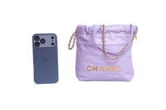 CHANEL MINI 22 SHINY CALFSKIN QUILTED LIGHT PURPLE
