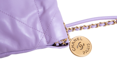 CHANEL MINI 22 SHINY CALFSKIN QUILTED LIGHT PURPLE