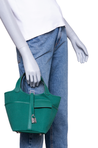HERMÈS PICOTIN 18 CARGO TOILE GOELAND & SWIFT VERT VERTIGO