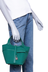 HERMÈS PICOTIN 18 CARGO TOILE GOELAND & SWIFT VERT VERTIGO