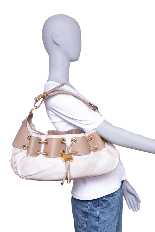 BURBERRY MASON WARRIOR HOBO CANVAS PRORSUM BEIGE